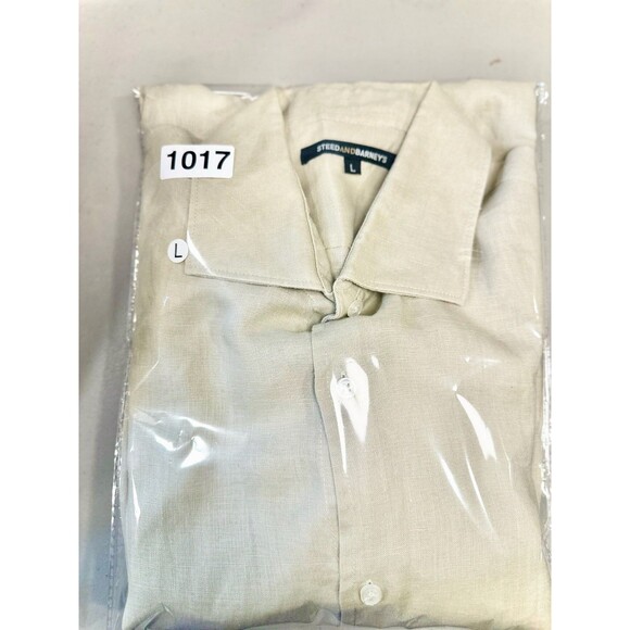 Mens Linen Shirt Size Large Neutral Beige 100 Percent Linen Long Sleeve Casual - Picture 8 of 8